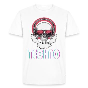 Techno music Totenkopf mit Sonnenbrille - Männer Premium Bio T-Shirt - Weiß - Vorne - Nico (187cm)