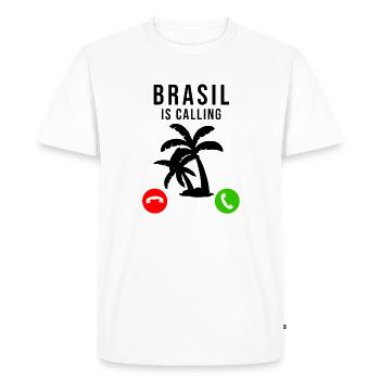 Drapeau brésilien Drapeau brésilien Dicton - T-shirt Premium bio Homme - blanc - Devant - Nico (187cm)