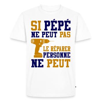 Cadeau Pépé Si Pépé ne peut pas le Réparer - T-shirt Premium bio Homme - blanc - Devant - Nico (187cm)