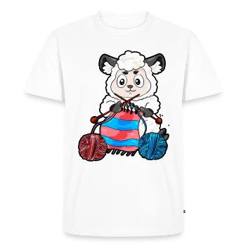 Crochet Sewing Knitting Knitting Sheep Gift - Men's Premium Organic T-Shirt - white - Front - Nico (187cm)