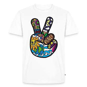 Peace Sign Peace and Peace Hanzeichen - Men's Premium Organic T-Shirt - white - Front - Nico (187cm)