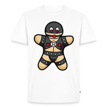 Homme en pain d’épice bdsm sadomaso esclave - T-shirt Premium bio Homme - blanc - Devant - Nico (187cm)