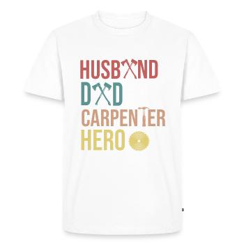 Menuisier charpentier charpentier charpentier papa rengaine - T-shirt Premium bio Homme - blanc - Devant - Nico (187cm)
