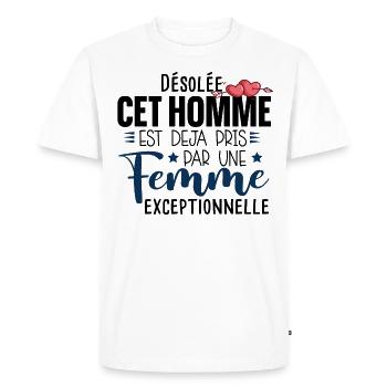 Homme Couple Cadeau Humour Mariage Humour Fiancé - T-shirt Premium bio Homme - blanc - Devant - Nico (187cm)