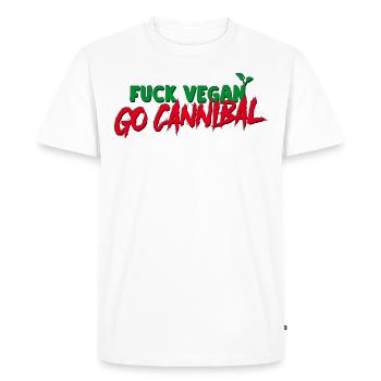 Fuck Vegan Go Cannibal - T-shirt Premium bio Homme - blanc - Devant - Nico (187cm)