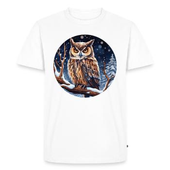 Hibou grand-duc en hiver - T-shirt Premium bio Homme - blanc - Devant - Nico (187cm)
