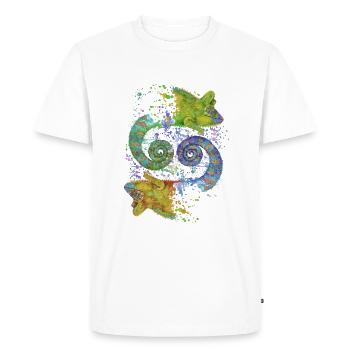 Caméléon coloré Yin Yang Nature Équilibre - T-shirt Premium bio Homme - blanc - Devant - Nico (187cm)