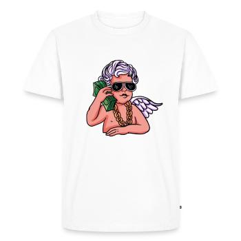 Cash Angel – Élégant et paradisiaque avec beaucoup d’argent - T-shirt Premium bio Homme - blanc - Devant - Nico (187cm)