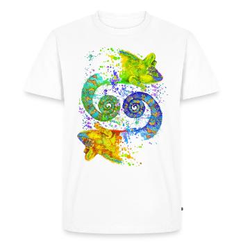 Caméléon Yin-Yang coloré – Harmonie - T-shirt Premium bio Homme - blanc - Devant - Nico (187cm)