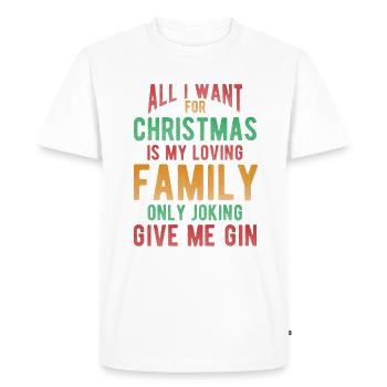Christmas Humor for Gin Lovers Christmas Wish - Men's Premium Organic T-Shirt - white - Front - Nico (187cm)