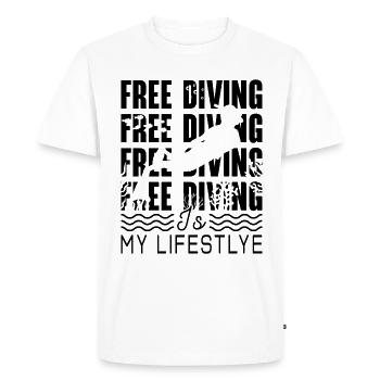 Apnée Apnée Apnée Apnée Idée Cadeau - T-shirt Premium bio Homme - blanc - Devant - Nico (187cm)