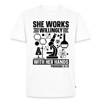 Technicien de laboratoire de chimie Science Idée cadeau - T-shirt Premium bio Homme - blanc - Devant - Nico (187cm)