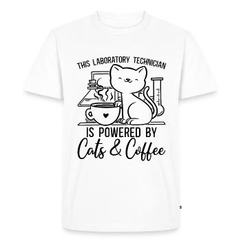 Laboratory Technician Cat Profession Coffee Gift Idea - Men's Premium Organic T-Shirt - white - Front - Nico (187cm)