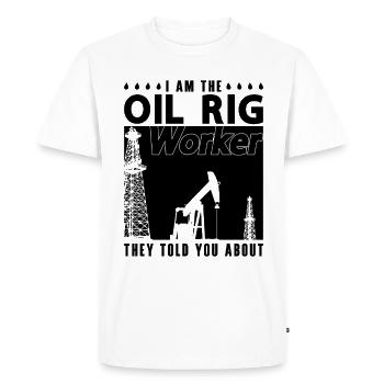 Je suis le travailleur des champs pétrolifères - T-shirt Premium bio Homme - blanc - Devant - Nico (187cm)