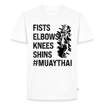 Muay Thai Fists Elbows Knees Shins Boxing Fighter - Men's Premium Organic T-Shirt - white - Front - Nico (187cm)