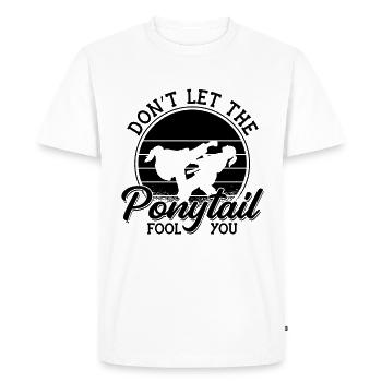 Taekwondo Don't Let The Ponytail Fight Fighter - Men's Premium Organic T-Shirt - white - Front - Nico (187cm)