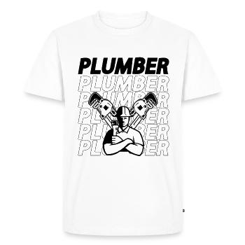 Plombier Plomberie Tuyauterie Outil Construction Plombiers - T-shirt Premium bio Homme - blanc - Devant - Nico (187cm)