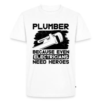 Plumber Because Even Electricians Pipe Plumbing - Men's Premium Organic T-Shirt - white - Front - Nico (187cm)