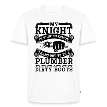 My Knight In Shining Armor Plumber Plumbing Pipe - Men's Premium Organic T-Shirt - white - Front - Nico (187cm)