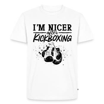 Kickboxer Je suis plus gentil après Kickboxing Boxing Sport - T-shirt Premium bio Homme - blanc - Devant - Nico (187cm)