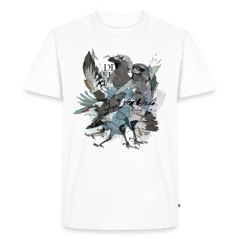 Raven Illu - Men's Premium Organic T-Shirt - white - Front - Nico (187cm)