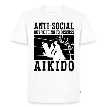 Samouraï combattant d’Aïkido antisocial mais volontaire - T-shirt Premium bio Homme - blanc - Devant - Nico (187cm)