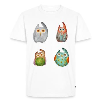 Hibou Aigle Hibou Animal Forêt Animal Petit Hibou Barno Chouette Fun - T-shirt Premium bio Homme - blanc - Devant - Nico (187cm)