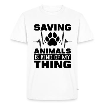 Saving Animals Is Veterinary Vet Tech Veterinarian - Men's Premium Organic T-Shirt - white - Front - Nico (187cm)