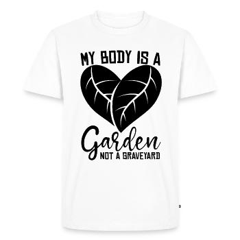 Mon corps est un véganisme Alimentation saine Végétalien Amoureux - T-shirt Premium bio Homme - blanc - Devant - Nico (187cm)