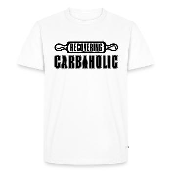 Recovering Carbaholic Healthy Food Low Carb Lover - Men's Premium Organic T-Shirt - white - Front - Nico (187cm)