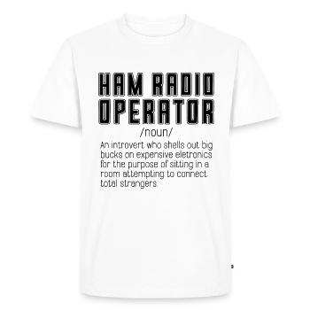 Opérateur radio amateur Une tour radio introvertie de l’OMS - T-shirt Premium bio Homme - blanc - Devant - Nico (187cm)