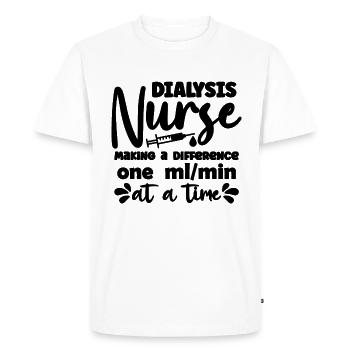 Technicienne en dialyse Hôpital d’infirmières en dialyse - T-shirt Premium bio Homme - blanc - Devant - Nico (187cm)
