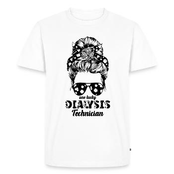 Un technicien en dialyse chanceux Infirmière en dialyse Tech - T-shirt Premium bio Homme - blanc - Devant - Nico (187cm)