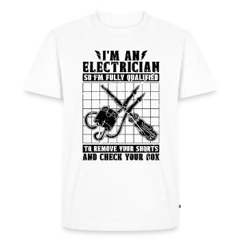 Je suis électricien donc je suis technicien électricien - T-shirt Premium bio Homme - blanc - Devant - Nico (187cm)