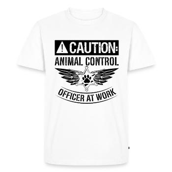 Caution Animal Control Enforcement Animal Officer - Men's Premium Organic T-Shirt - white - Front - Nico (187cm)