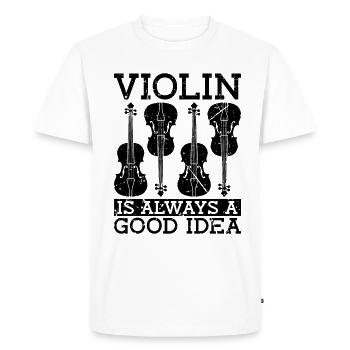 Violin Is Always Retro Music Note Lover Violinist - Men's Premium Organic T-Shirt - white - Front - Nico (187cm)