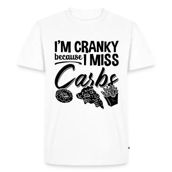 I'm Cranky Because Healthy Living Low Carb Lover - Men's Premium Organic T-Shirt - white - Front - Nico (187cm)