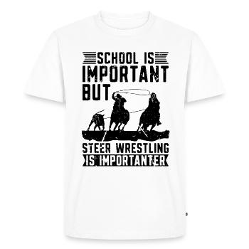 School Is Important Tie Down Roping Steer Wrestler - Men's Premium Organic T-Shirt - white - Front - Nico (187cm)