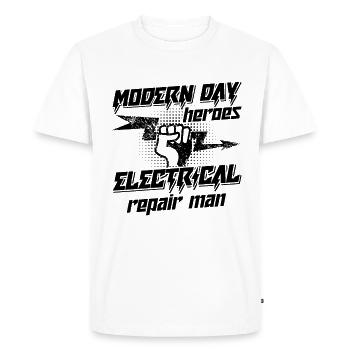 Modern Day Heroes Repair Technician Electrician - Men's Premium Organic T-Shirt - white - Front - Nico (187cm)