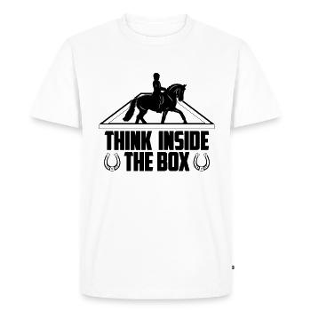 Pensez à l’intérieur des chevaux de dressage Cavalier de dressage - T-shirt Premium bio Homme - blanc - Devant - Nico (187cm)