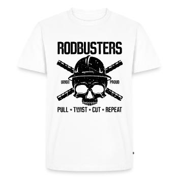 Rodbusters Pull Twist Cut Metalworker Ironworkers - Men's Premium Organic T-Shirt - white - Front - Nico (187cm)