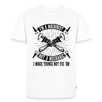 Je suis un machiniste, pas un mécanicien I Cnc Machinistes - T-shirt Premium bio Homme - blanc - Devant - Nico (187cm)