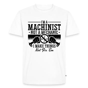 Je suis machiniste, pas mécanicien - T-shirt Premium bio Homme - blanc - Devant - Nico (187cm)