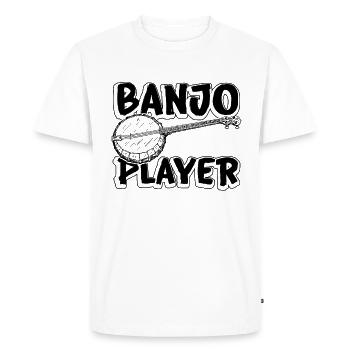 Banjo Joueur Country Music Instrument Acoustique - T-shirt Premium bio Homme - blanc - Devant - Nico (187cm)