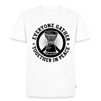Tout le monde se rassemble Percussionniste Djembé - T-shirt Premium bio Homme - blanc - Devant - Nico (187cm)