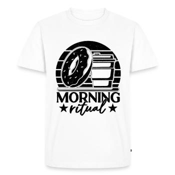 Morning Ritual Breakfast Coffee & Donuts Lover - Men's Premium Organic T-Shirt - white - Front - Nico (187cm)