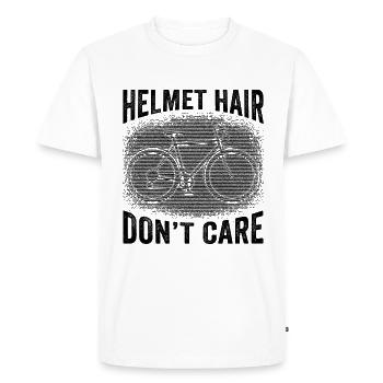Helmet Hair Don't Care Bicycle Road Bike Cyclist - Men's Premium Organic T-Shirt - white - Front - Nico (187cm)