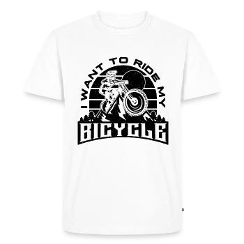 I Want To Ride My Bicycle Mountain Bike Cyclist - Men's Premium Organic T-Shirt - white - Front - Nico (187cm)