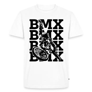 BMX Retro Bike Racing Bicyclette Cyclist BMX Rider - Men's Premium Organic T-Shirt - white - Front - Nico (187cm)