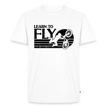 Learn To Fly BMX Racing Retro Bicycle BMX Rider - Men's Premium Organic T-Shirt - white - Front - Nico (187cm)